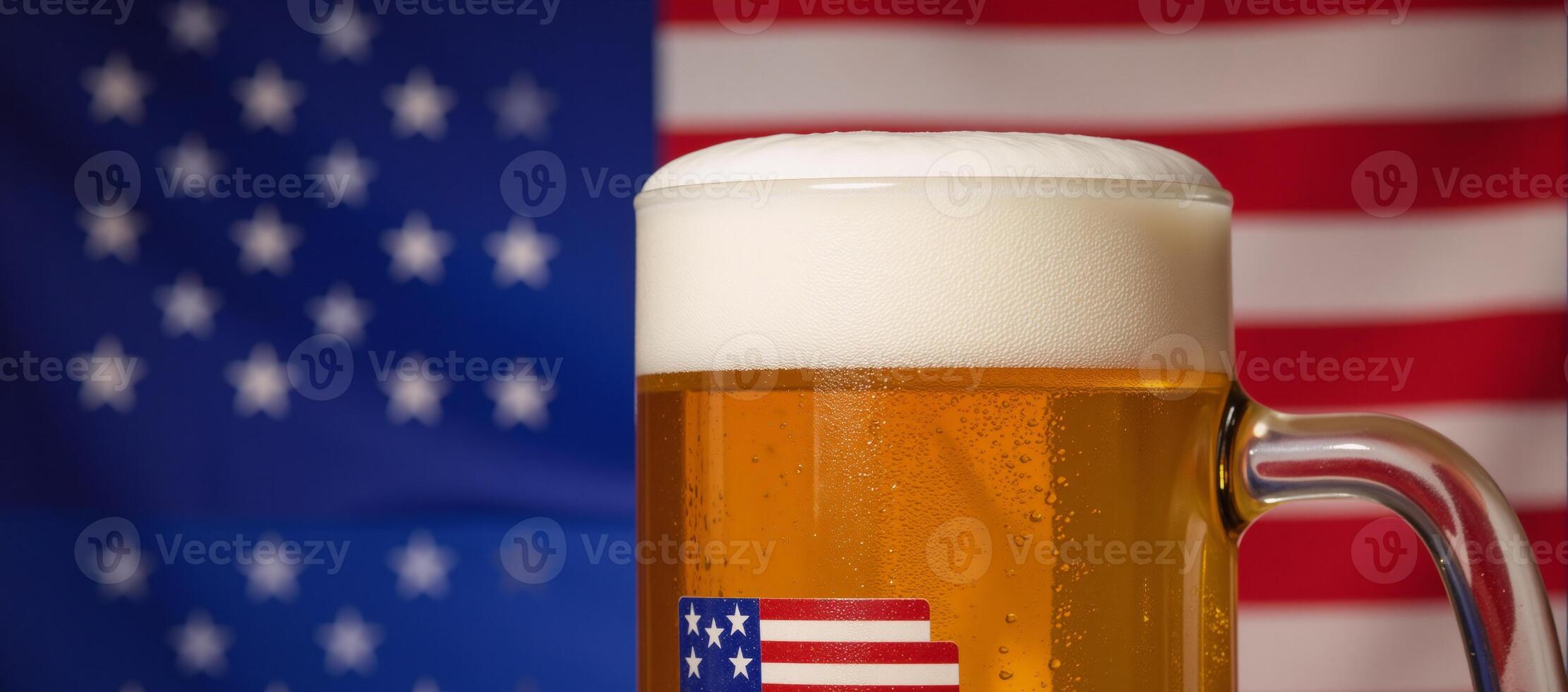 A patriotic beer mug adorned with an American flag for proud celebration of U photo