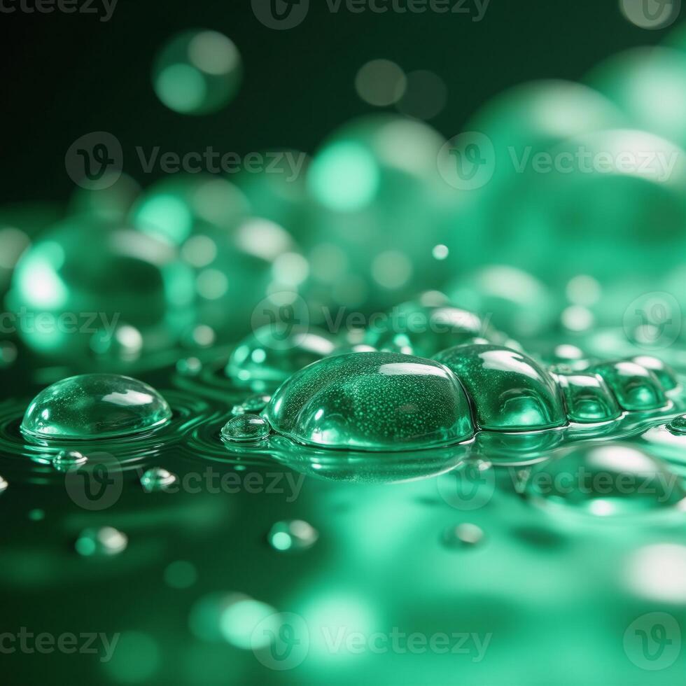Innovative tech demonstrates artificial reflection of fluid green hydrogen water bubble elements photo