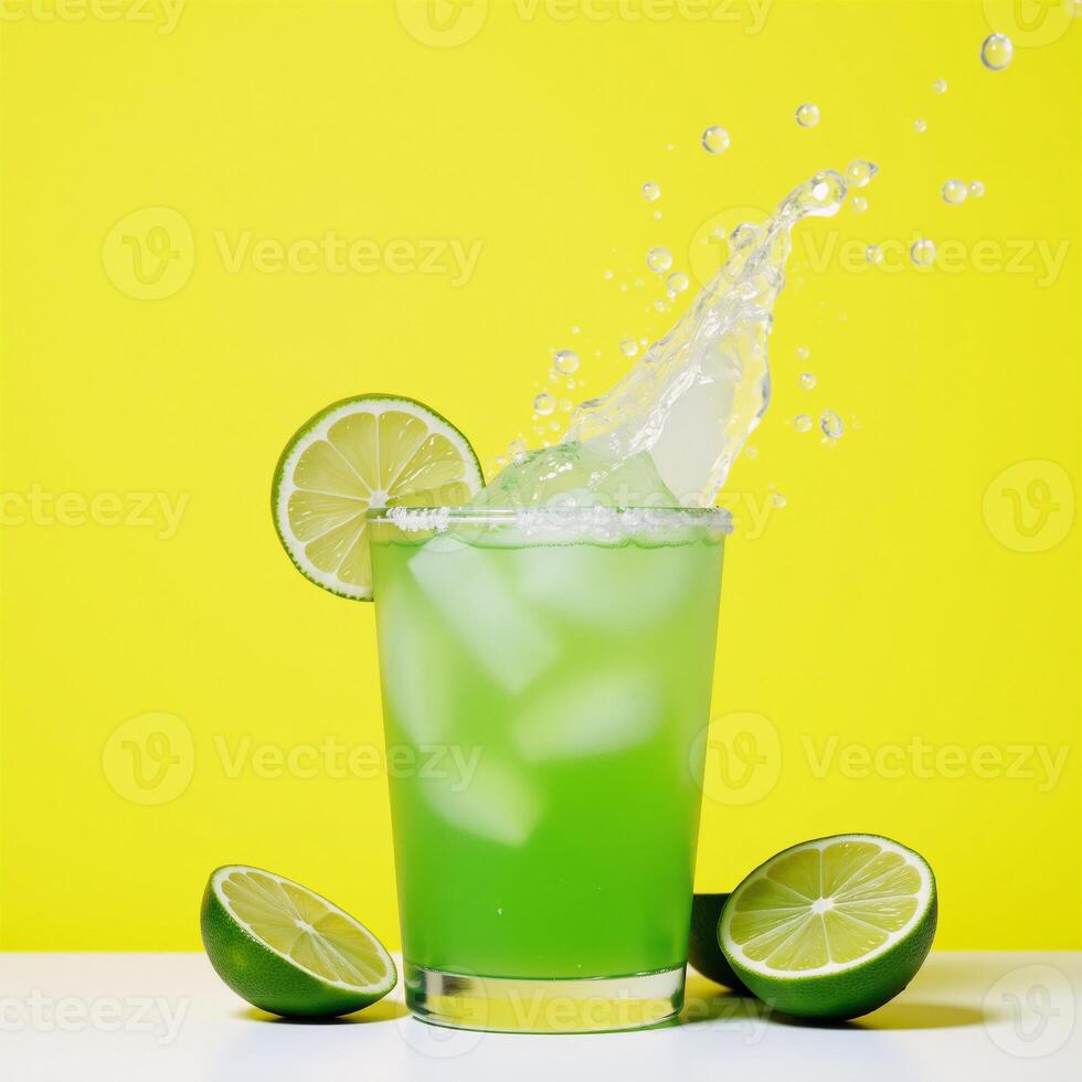 A fizzy frosty lime margarita serves up an explosive burst of summer refreshment on a scorching day photo
