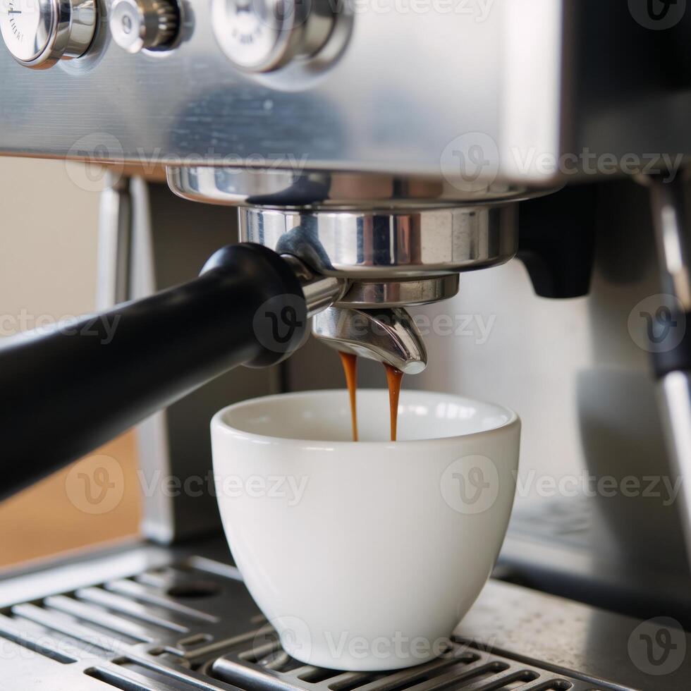 Electric espresso maker for home use to quickly make fresh cups of coffee photo