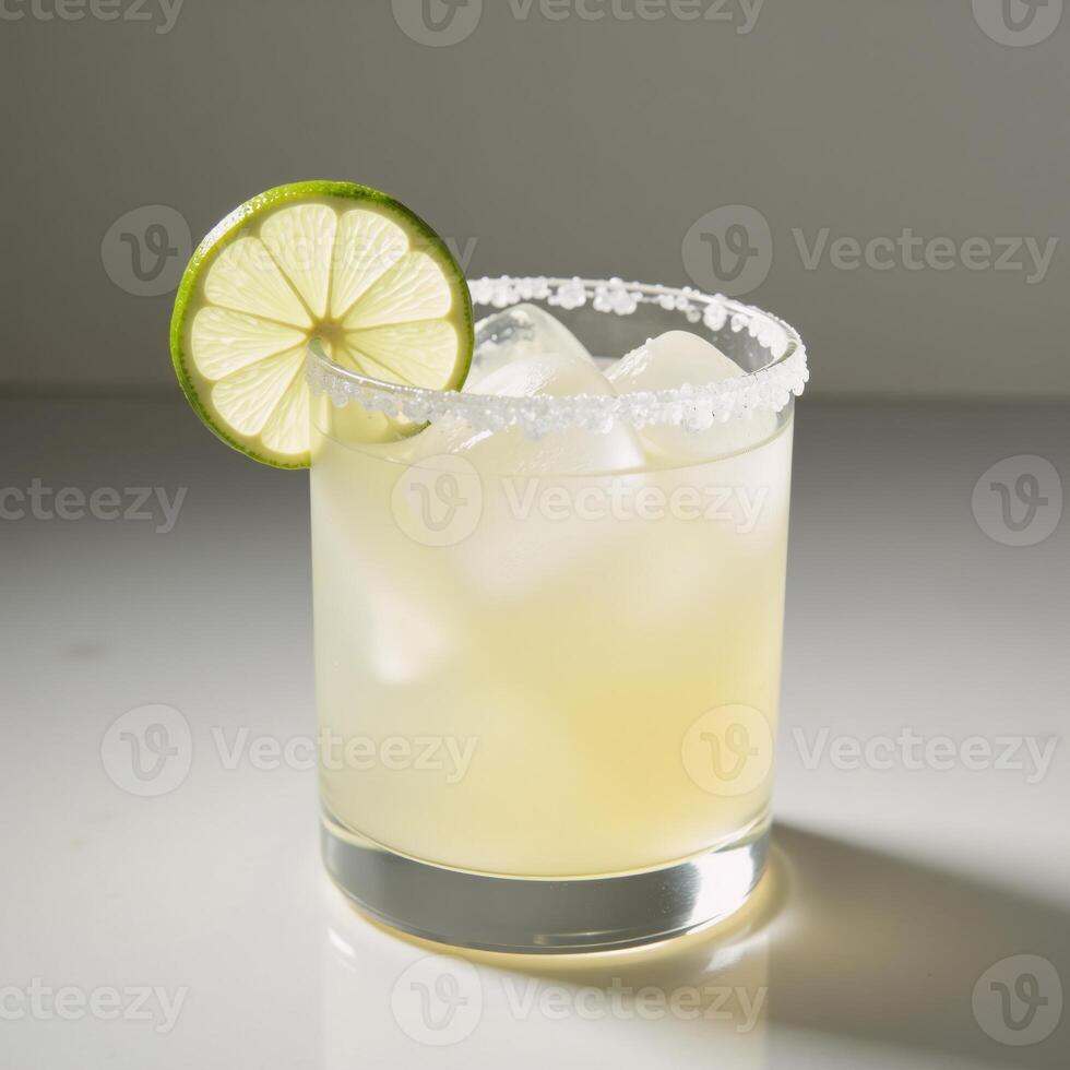 Lemonlime cocktail garnished with a twist of lime photo