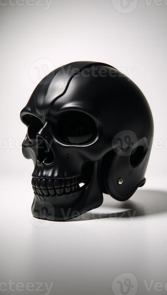 Gothicthemed football helmet adorned with a menacing skull design photo