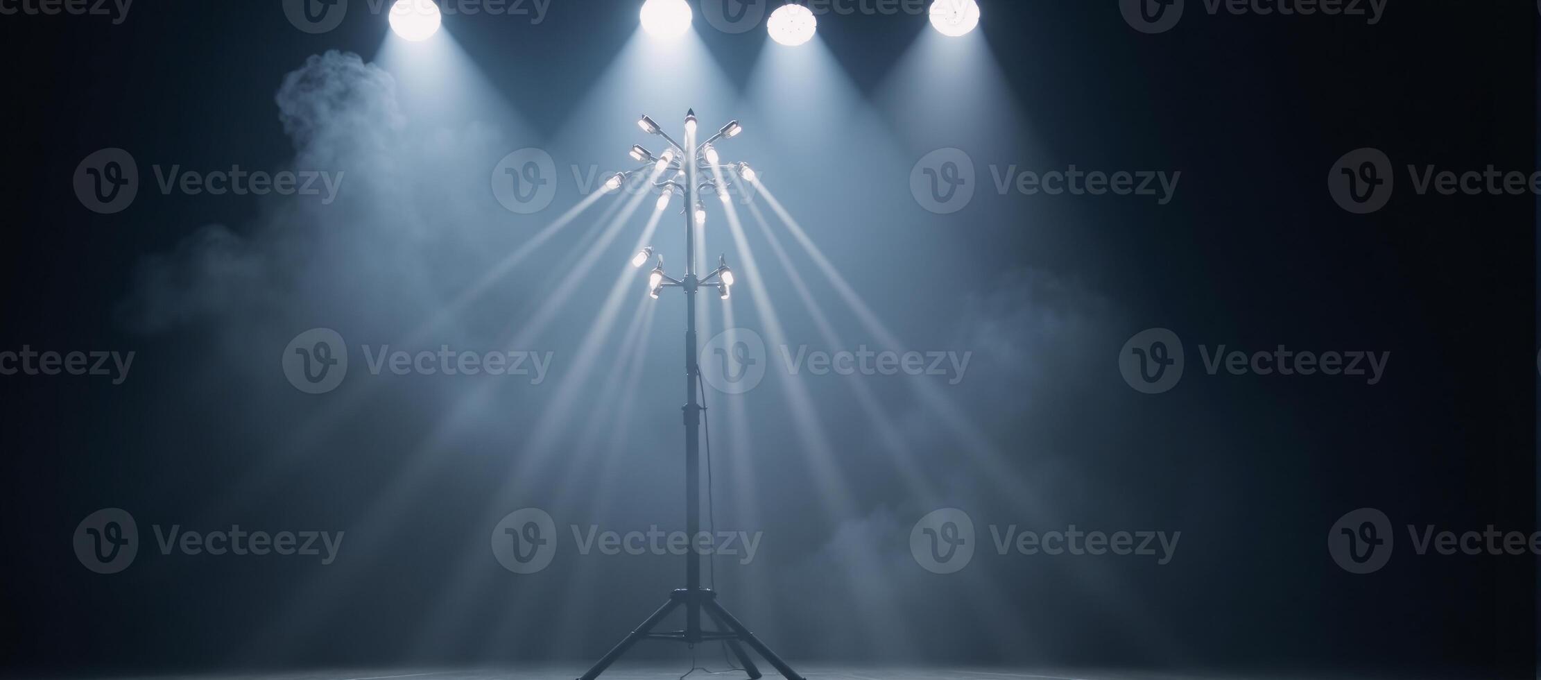 Dramatic stage illumination with billowing smoke effects photo