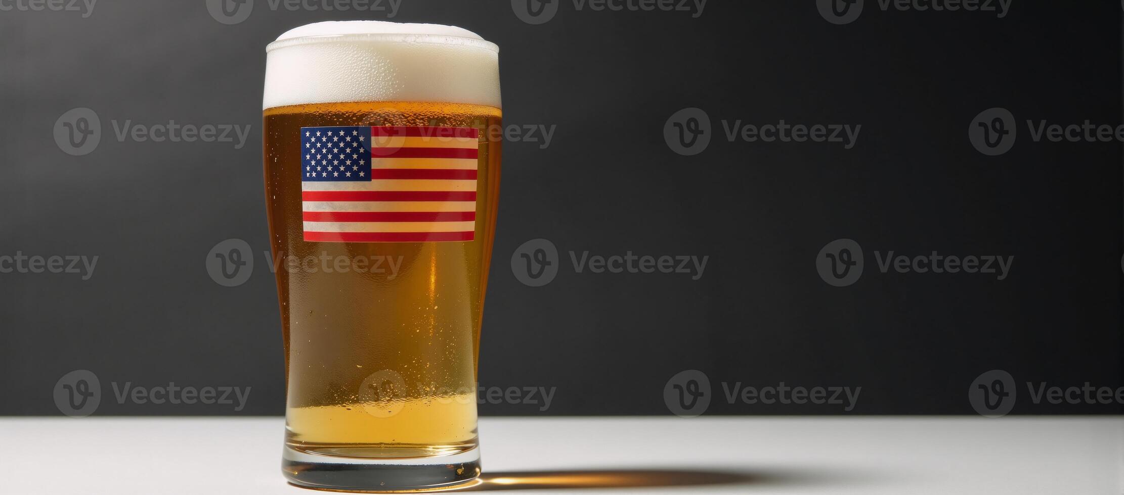 Patriotic pint glass of beer showcasing an American flag perfect for celebrations photo