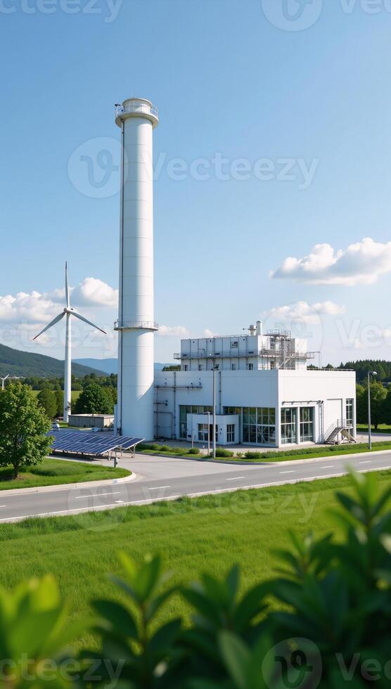 Concept illustration showcasing clean ecofriendly hydrogen energy as an environmentally sustainable solution towards achieving netzero emissions in the future of renewable energy photo