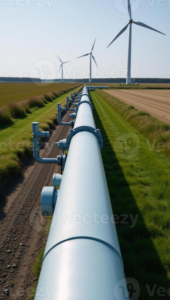 green hydrogen gas production through wind turbine integration within a sustainable ecofriendly environment for natural gas generation photo