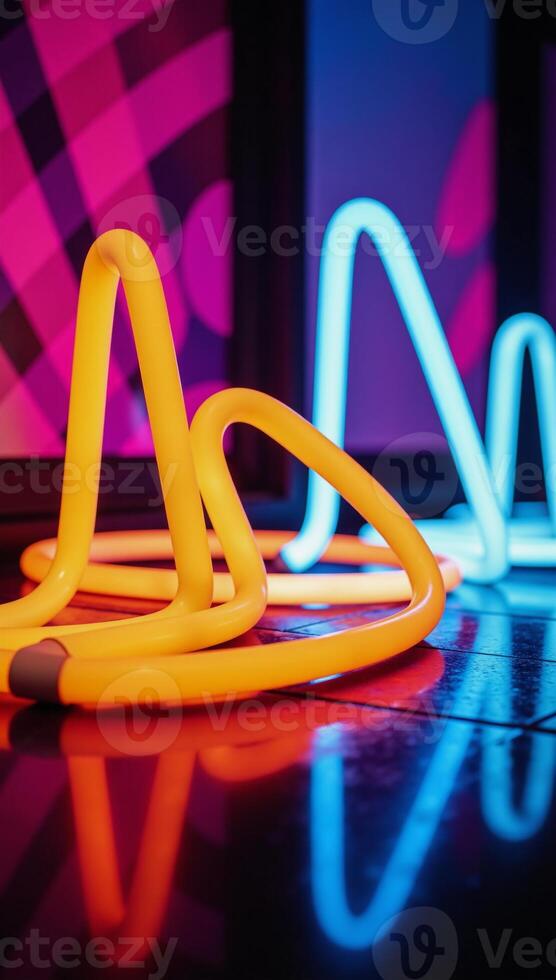 Vibrant abstract neon background ideal for parties or nightlife events photo