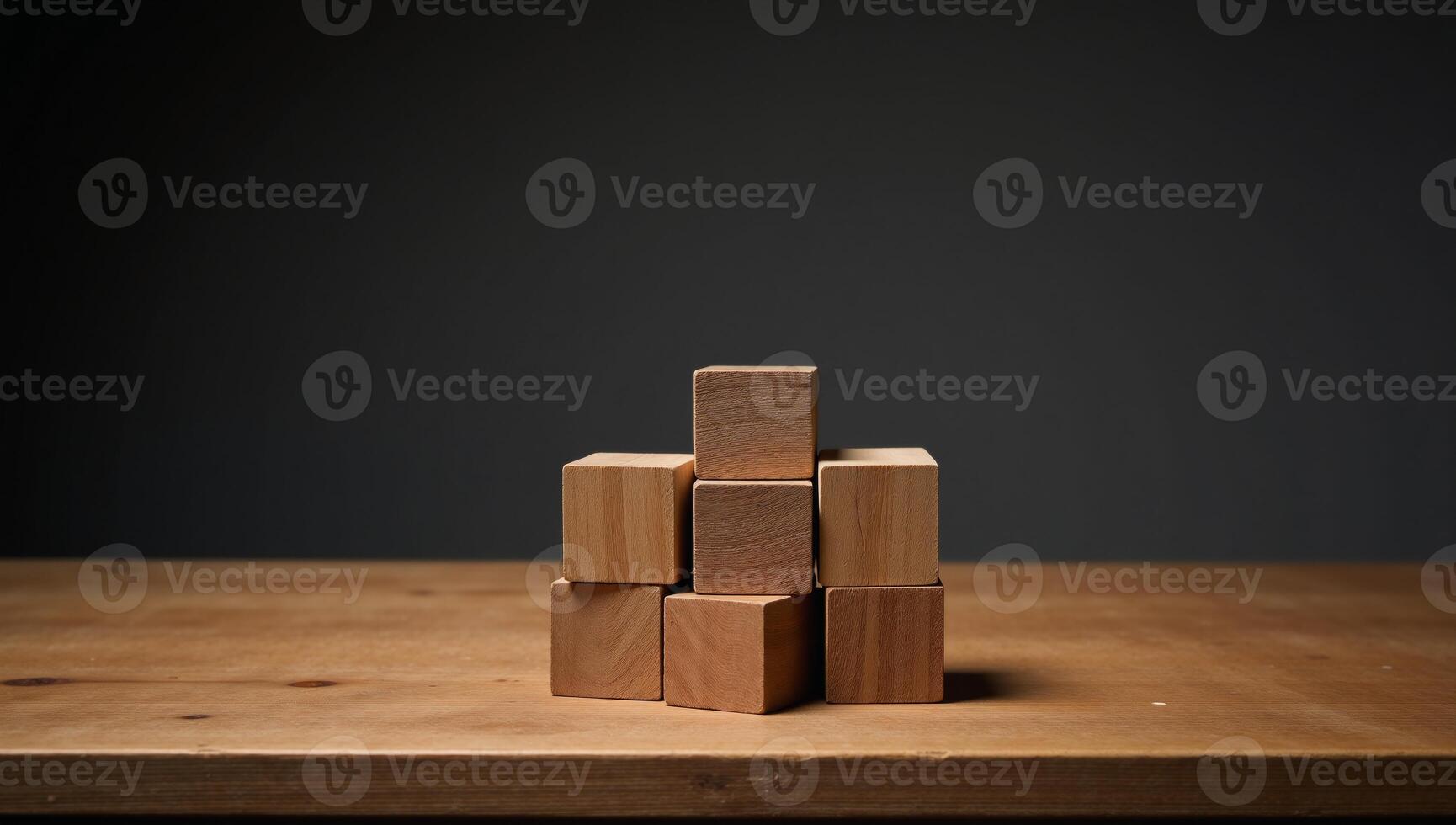 Stack of wooden blocks on a rustic table photo