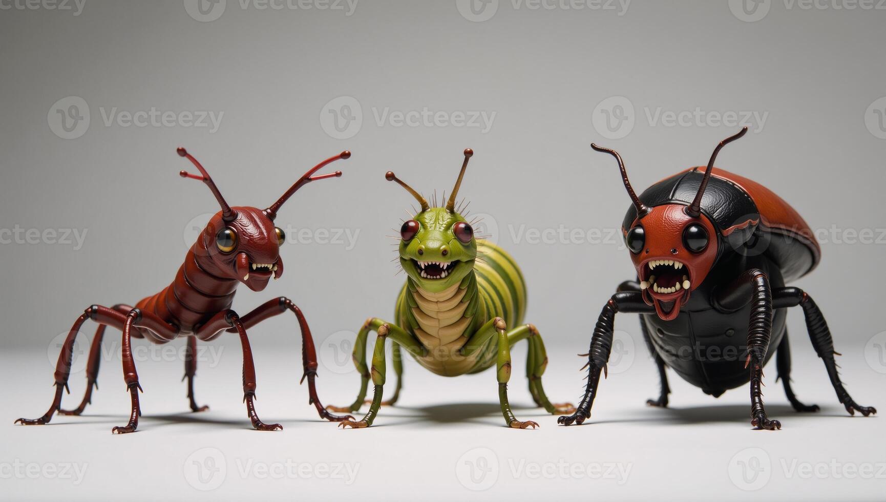 A disgustingly adorable cartoon illustration featuring ugly cootie bugs photo
