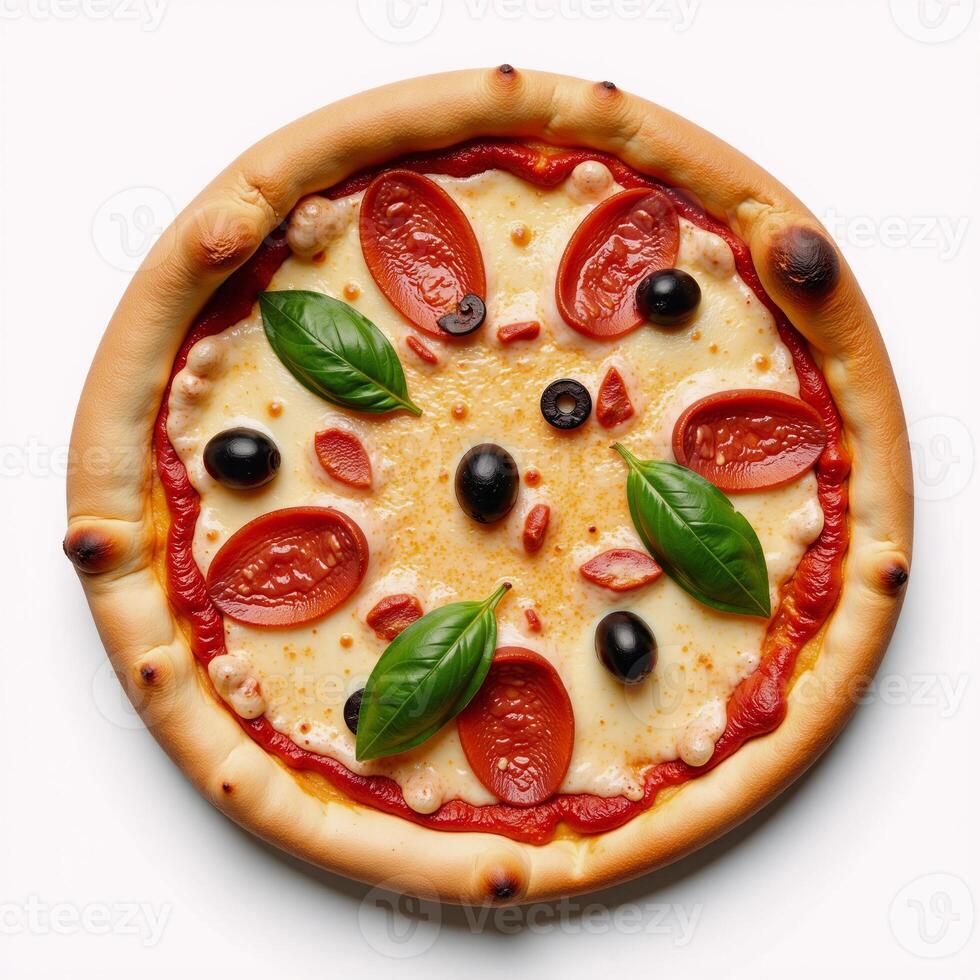 Closeup shot of an individually presented slice of baked pizza from above photo