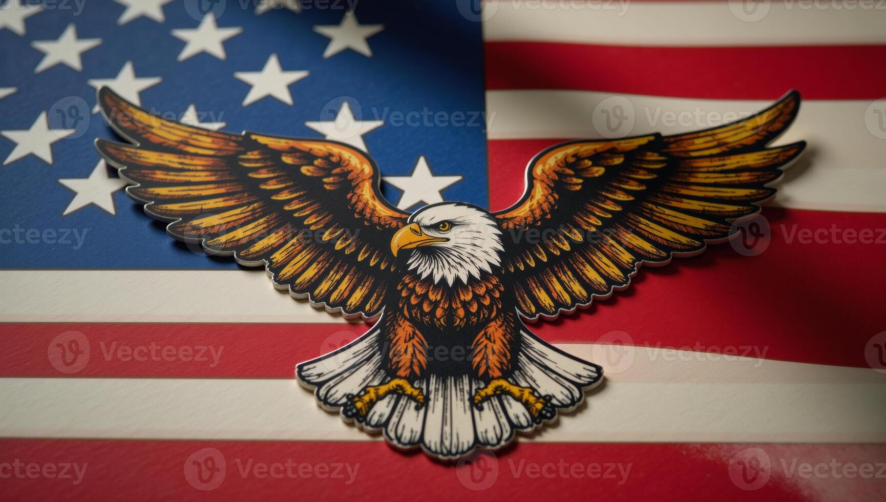 Vintage eagles depicted on an American Flag backdrop photo