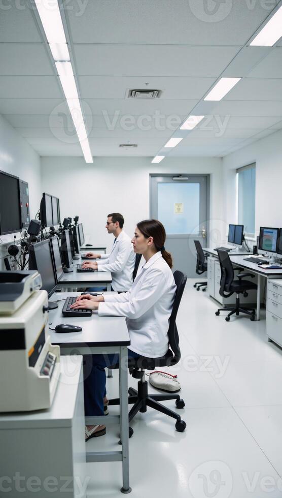 Clean modern laboratory teeming with cuttingedge tech hightech computers servers for algorithmic experimentation photo