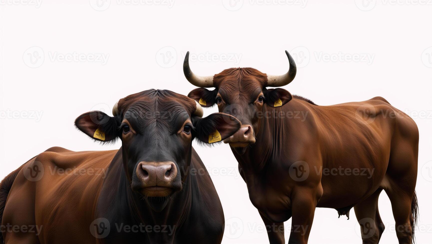 Bulls set against white background photo