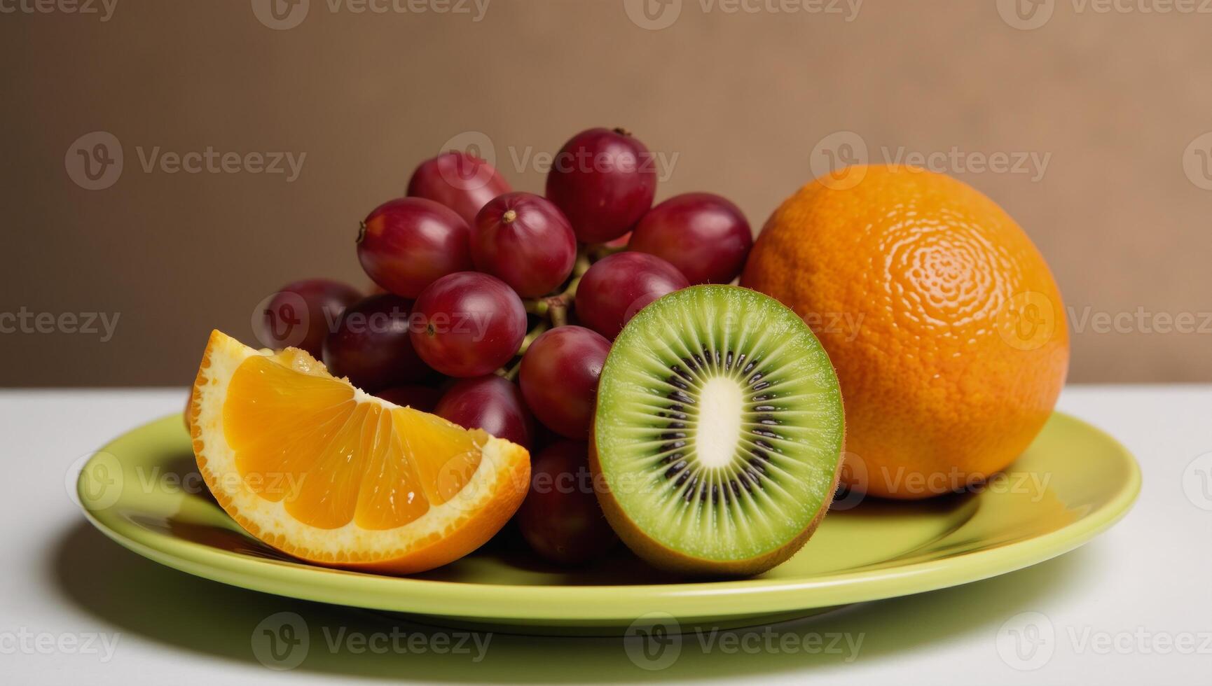 Fruit salad containing kiwi grape orange and kiwi pieces photo