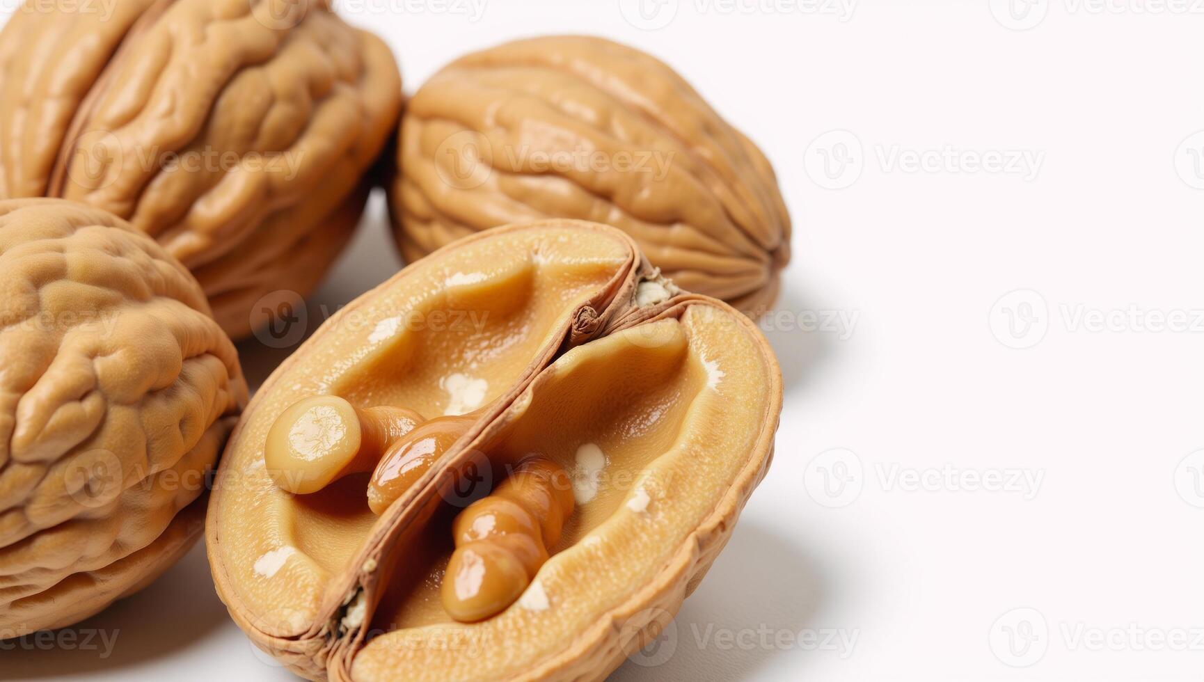 Watercolor illustration showcasing walnuts on a white background for use in nutritional contexts photo