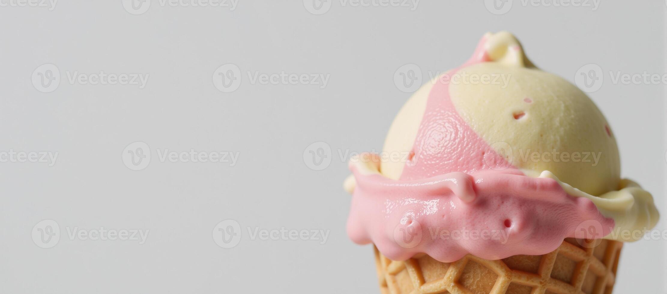 A watercolor depiction of a vibrant gelato in a cone against a simple white backdrop Gelato Watercolor Style photo