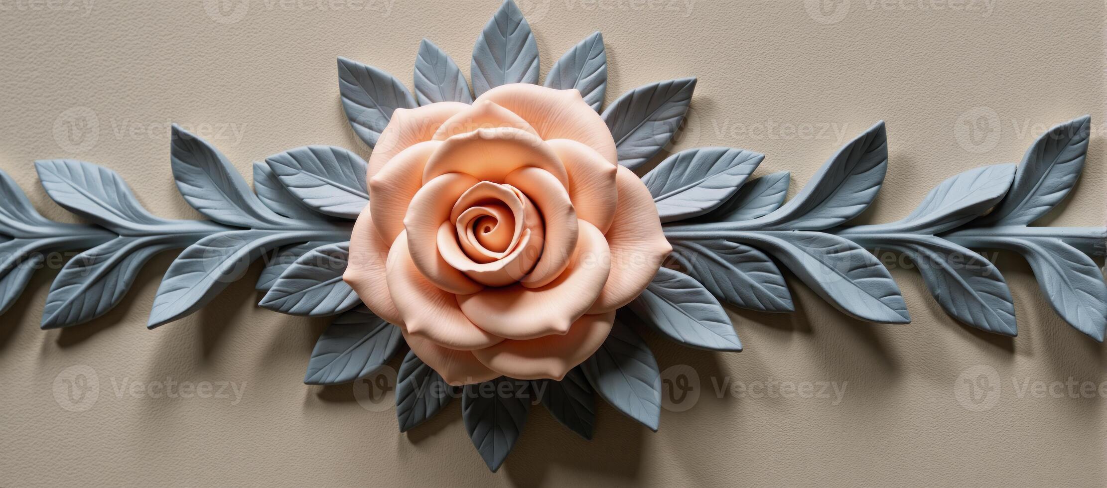 A detailed floralthemed drawing featuring a captivating arrangement of roses in soft shades of gray and peach photo