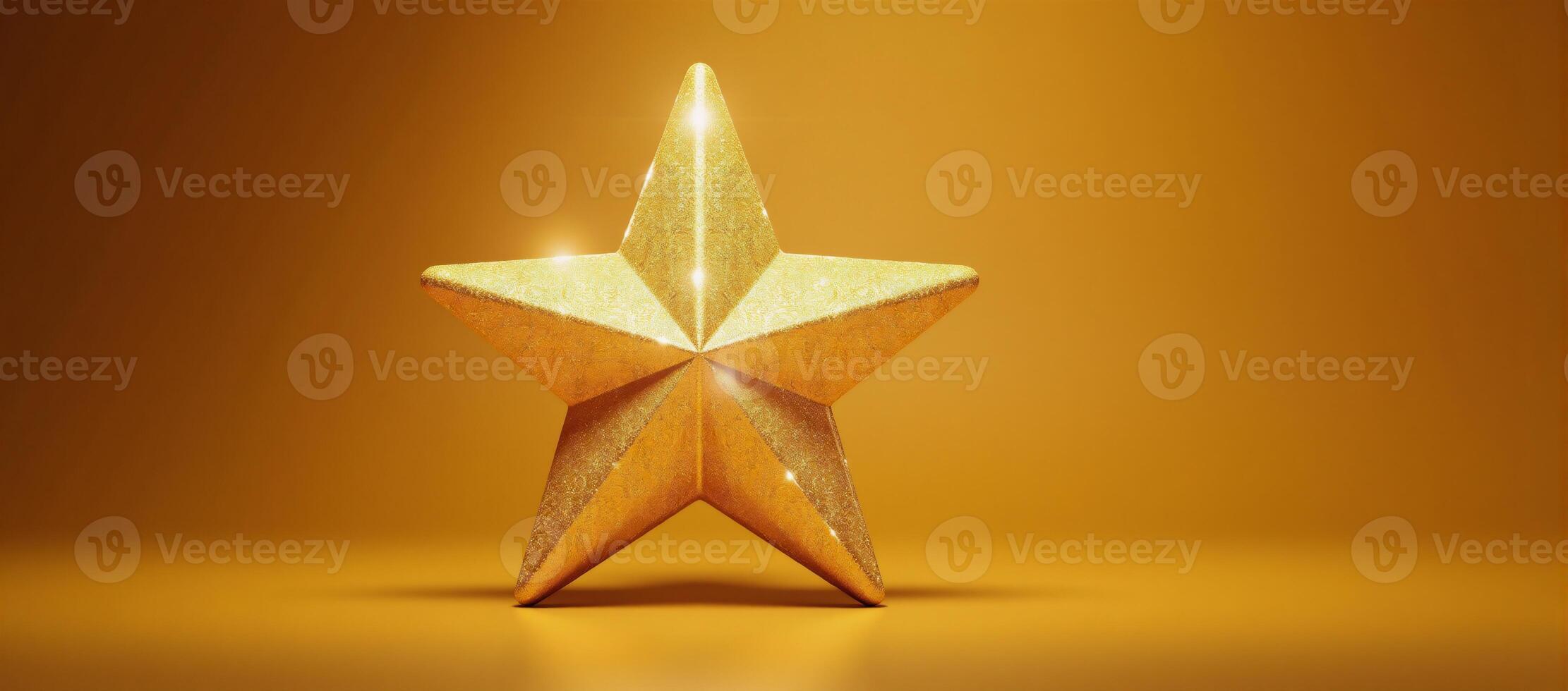 illustration of a glittering golden star with radiant polished edges photo
