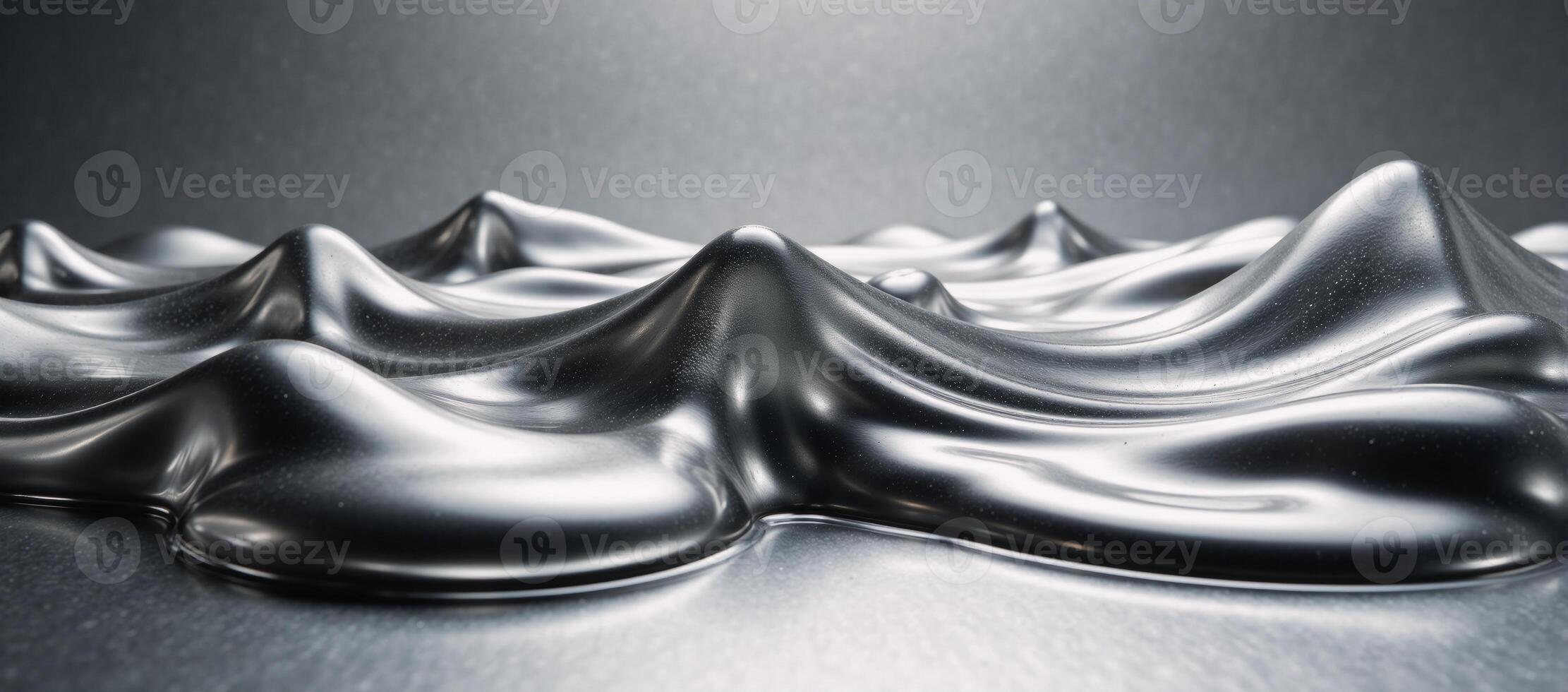 Silver abstract backdrop with flowing metal texture photo