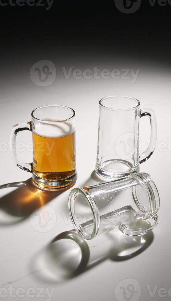 Captivating frozen beer mug with icecold froth beer art photo