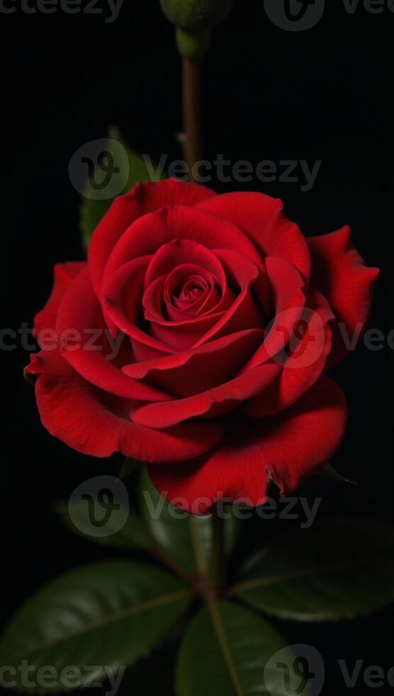 A rosethemed digital illustration featuring detailed petals dewdrops on stems realistic textures high resolution photo