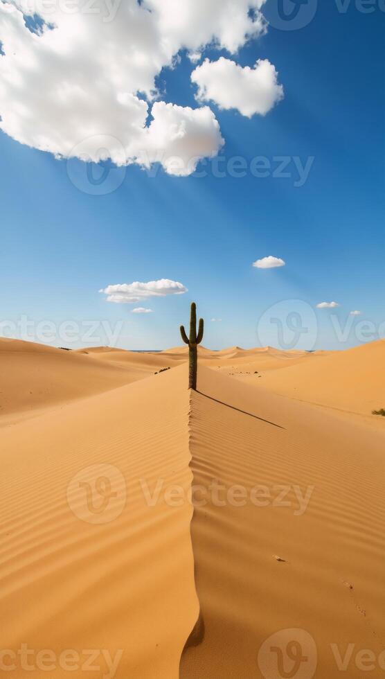 Wideangle view of a midday Mexican desert landscape generated photo