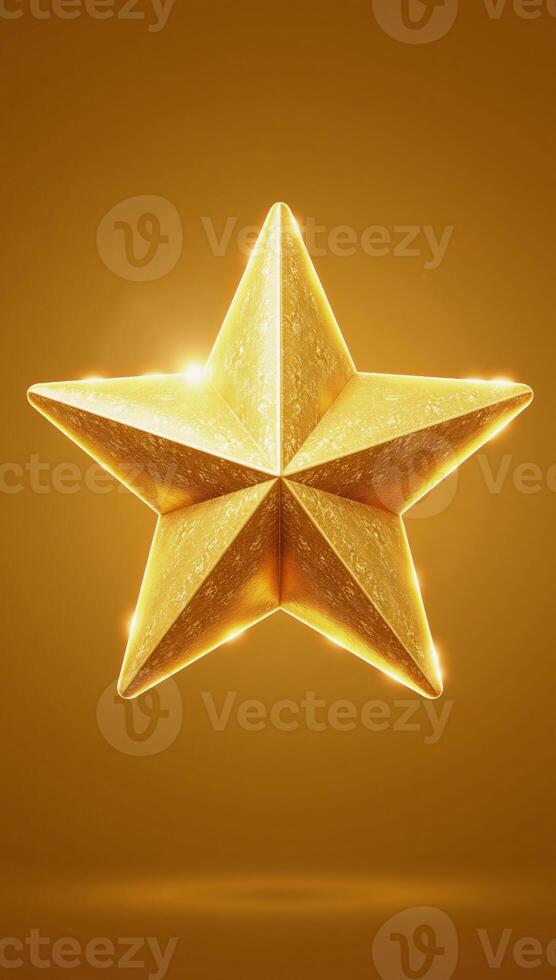 illustration of a glittering golden star with radiant polished edges photo