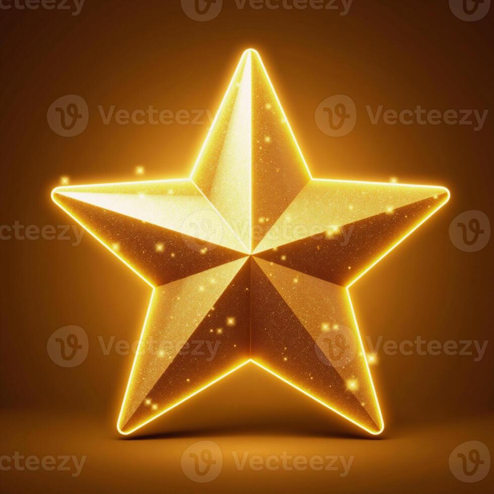 illustration of a glittering golden star with radiant polished edges photo