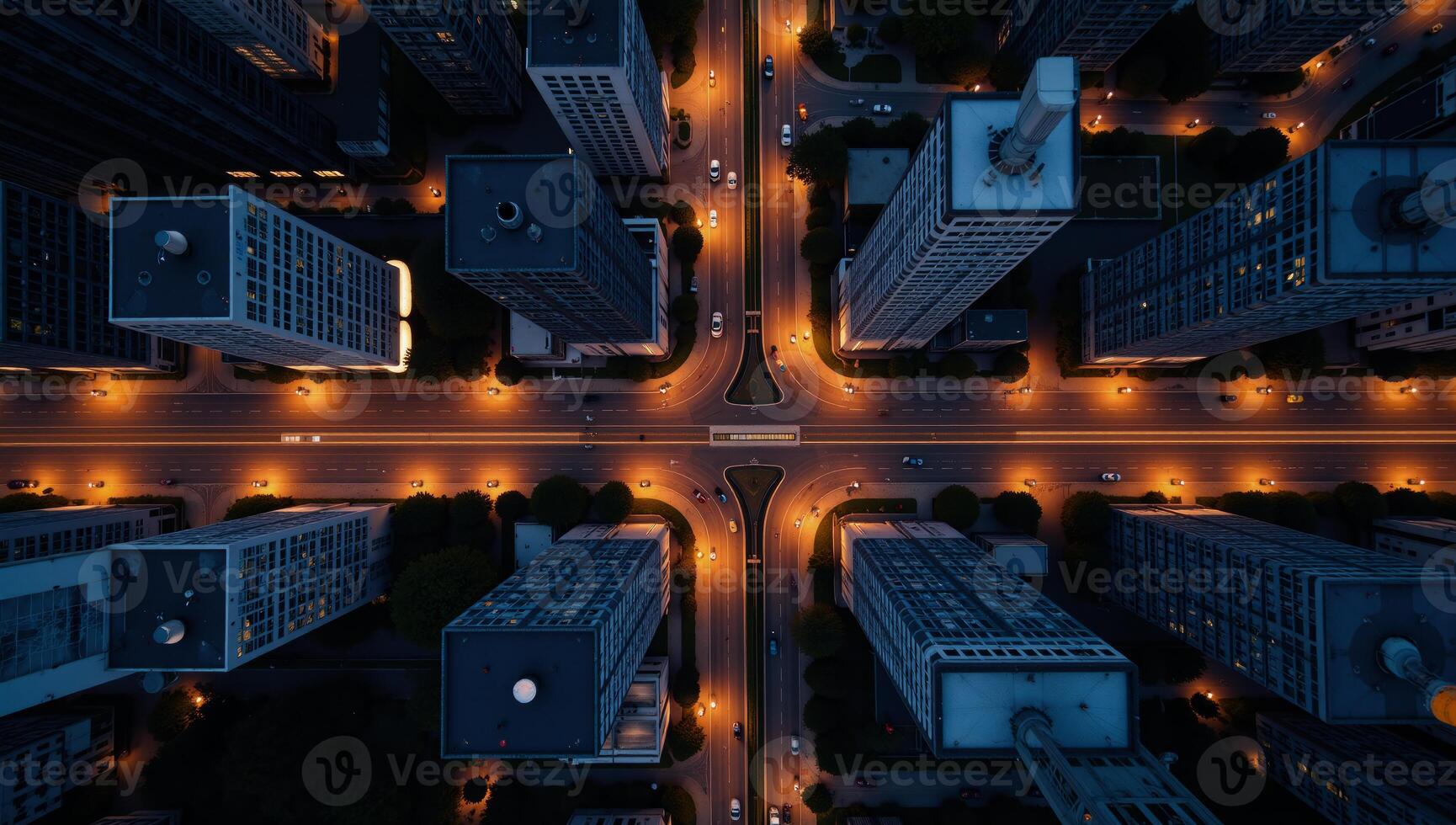 Cityscape at Night Aeriallylit Highway Or alternatively Nighttime City View Illuminated Highway photo