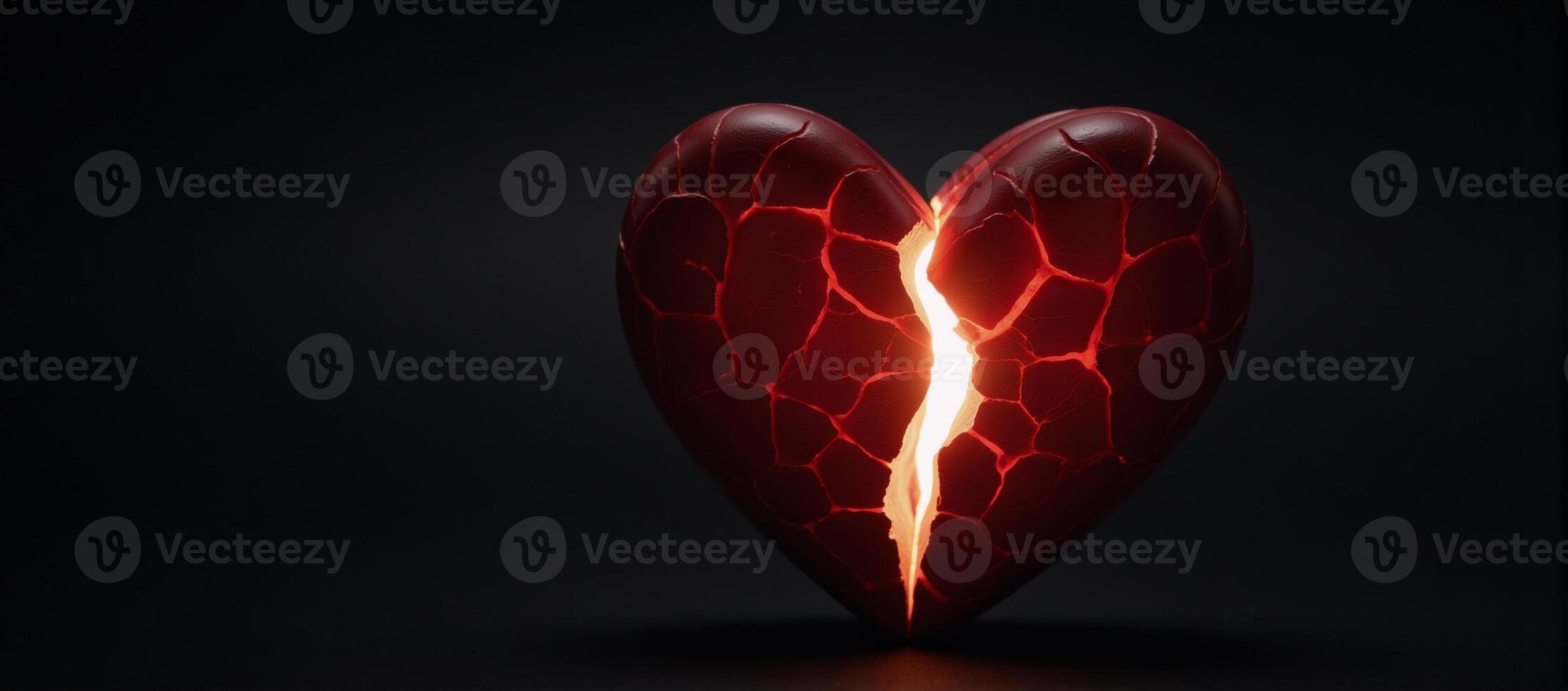 A striking crackedheart image radiating warmth on a dark backdrop the contrast evokes depth and emotion photo