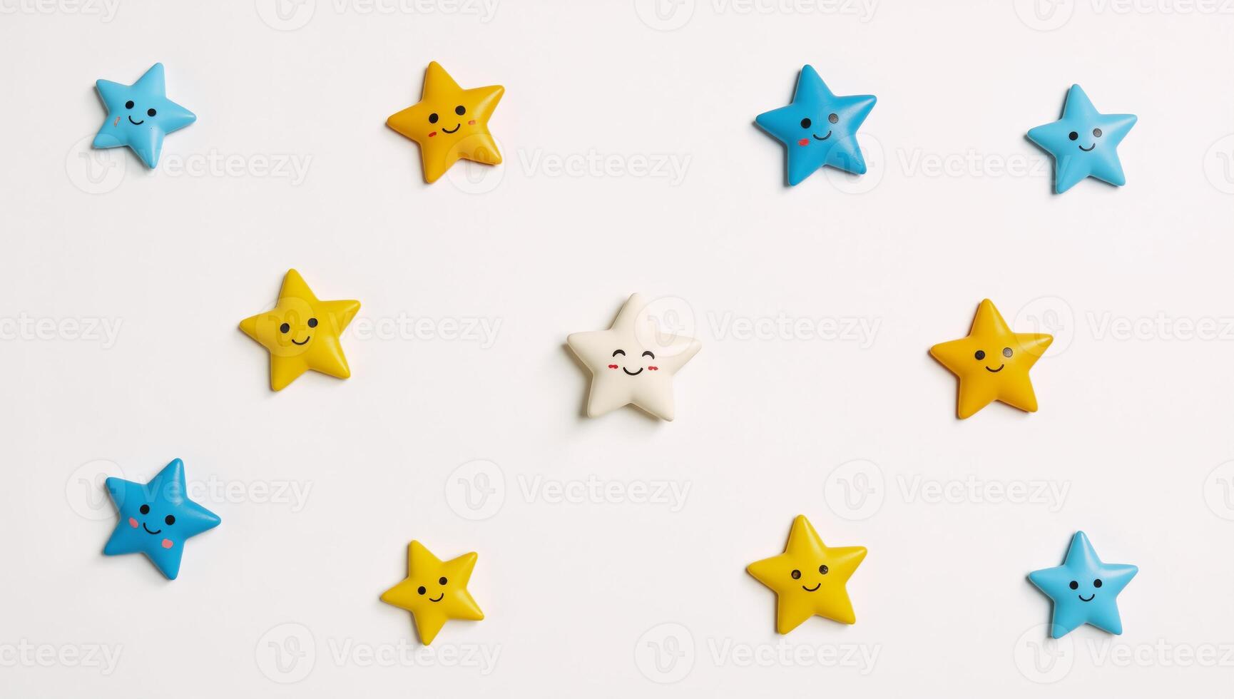 Cute colorful star icons on a clean white backdrop ideal for playful minimalist designs photo