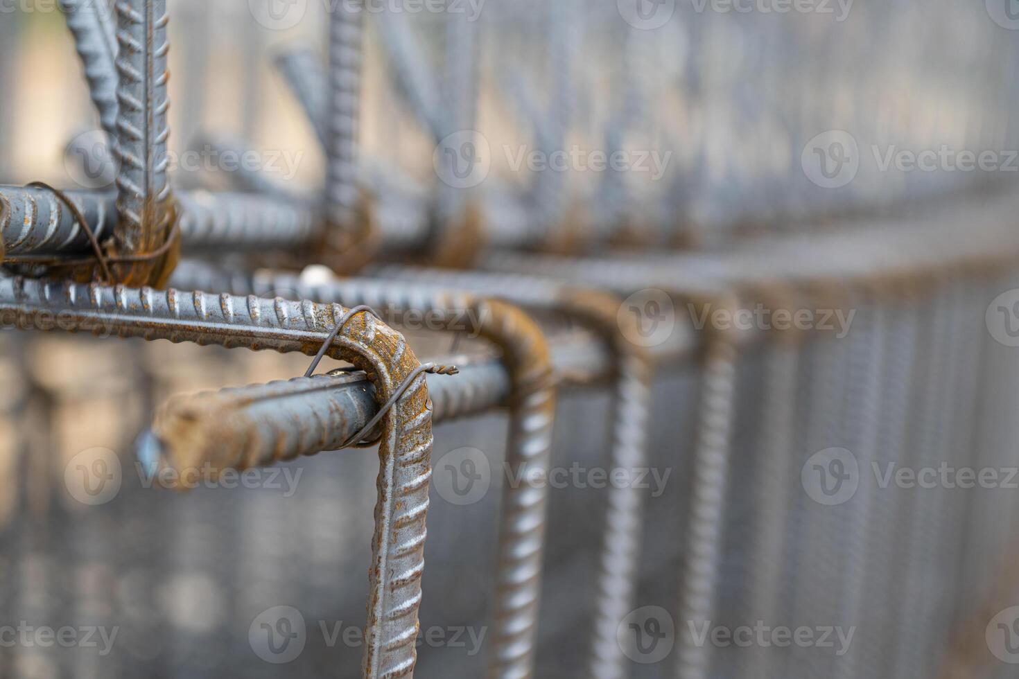 Construction steel rebar at building site. photo