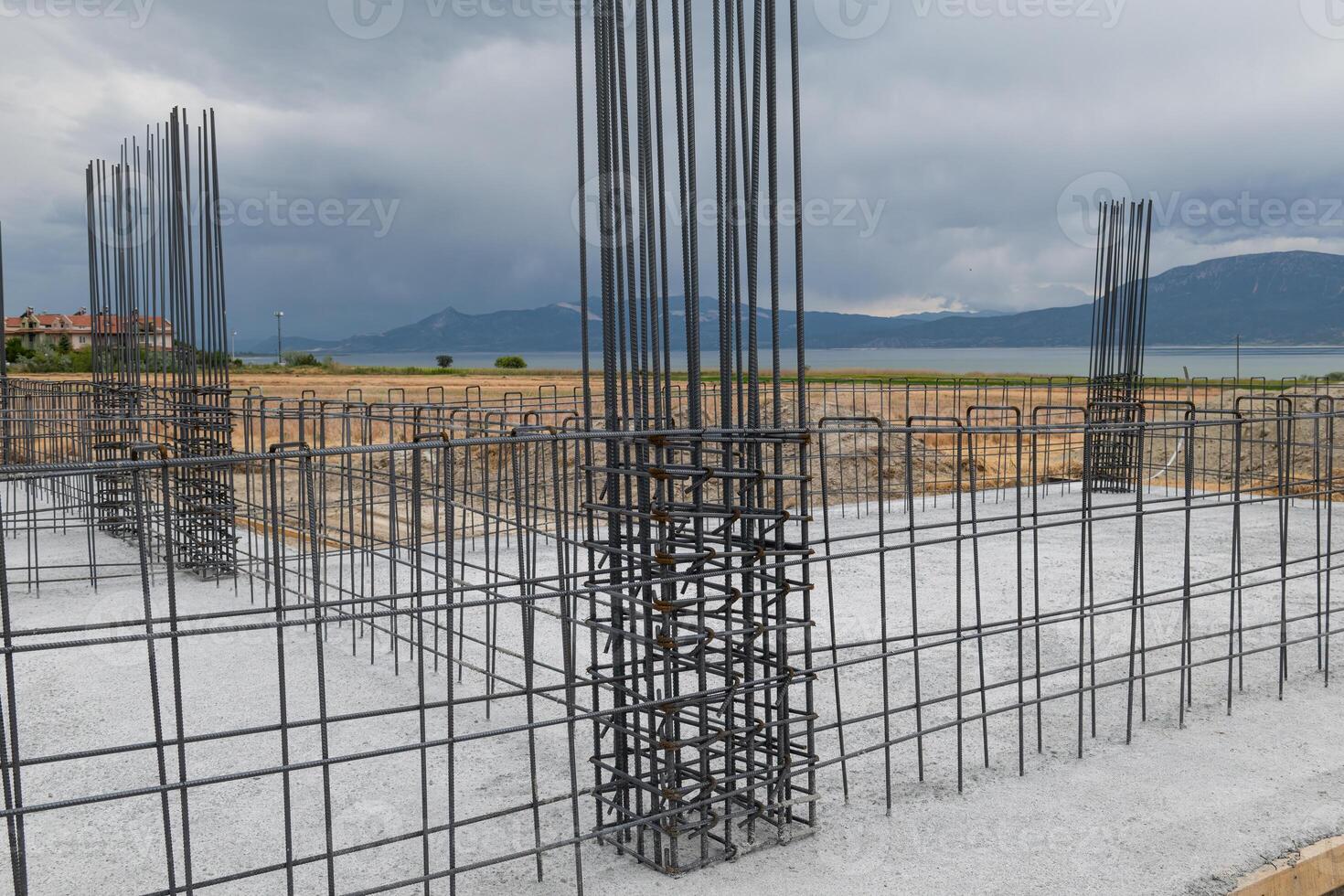 Floor slab. Building under construction. Building foundation construction. photo