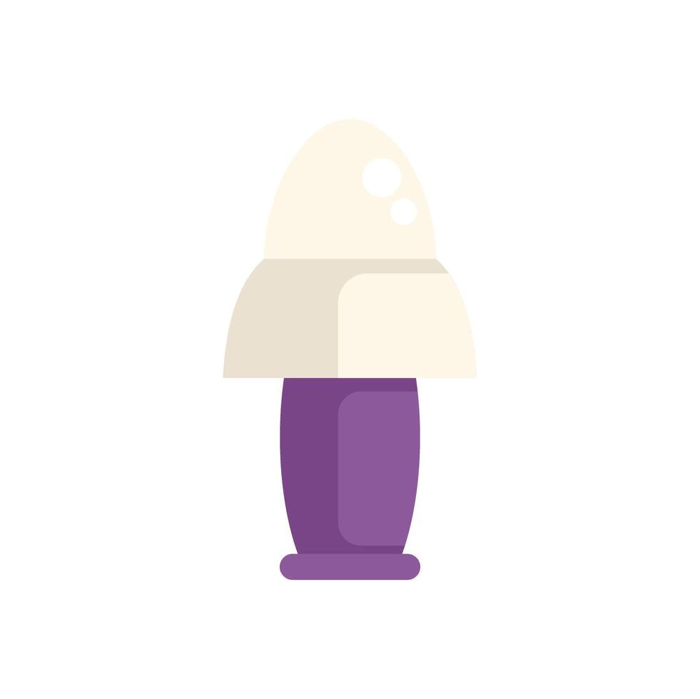 Purple table lamp spreading light in the dark room vector