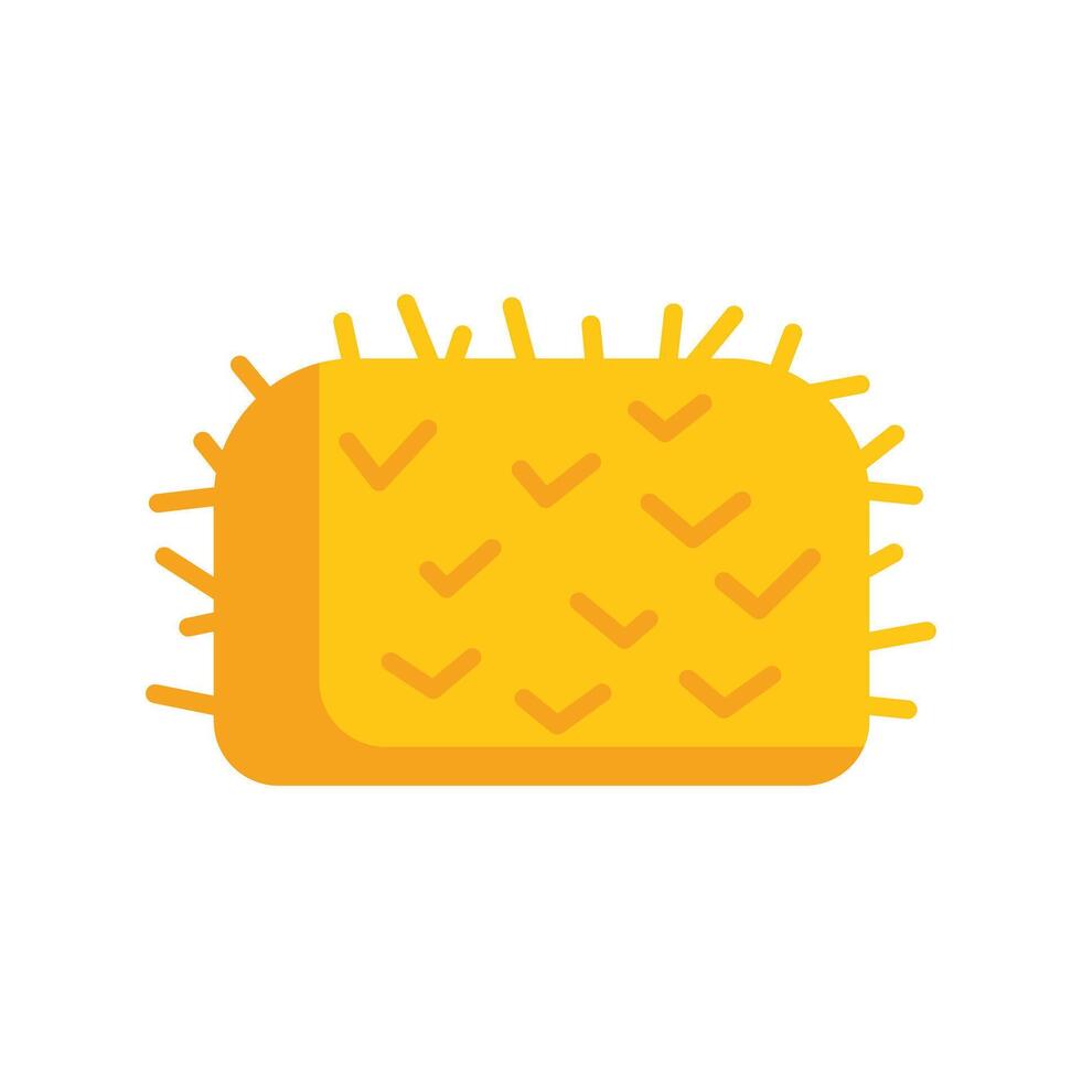 Yellow hay bale from side view for farm animals feeding vector