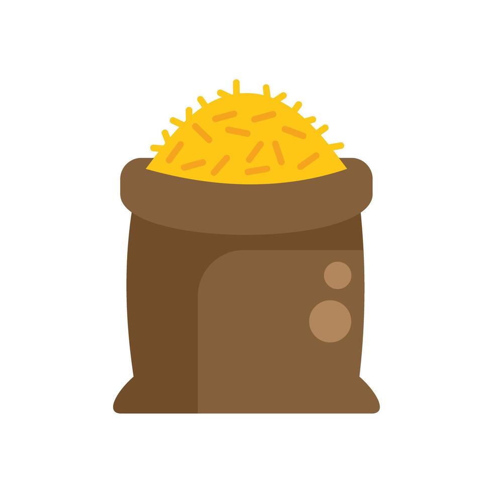 Full bag of grain overflowing with golden harvest vector