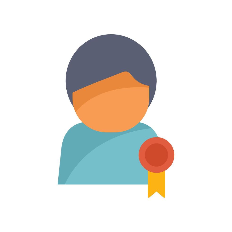 Person with award ribbon showing recognition for achievement vector