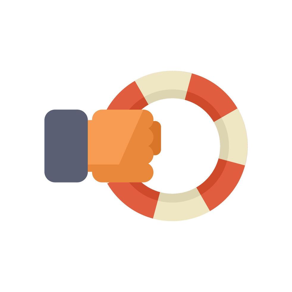 Businessman hand holding a lifebuoy saving business concept illustration vector