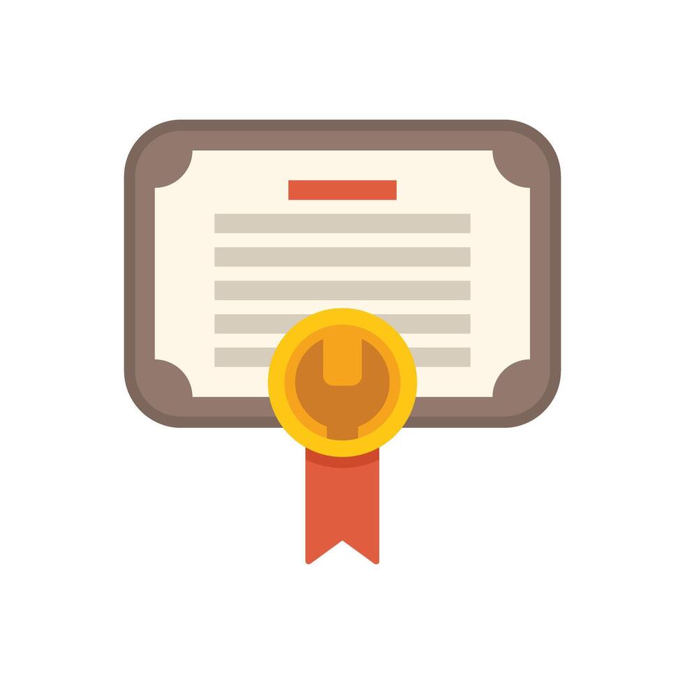 Technical certificate showing professional qualification with wrench symbol vector
