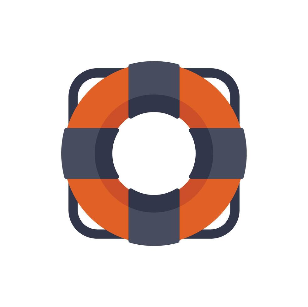 Orange lifebuoy floating offering safety and rescue vector