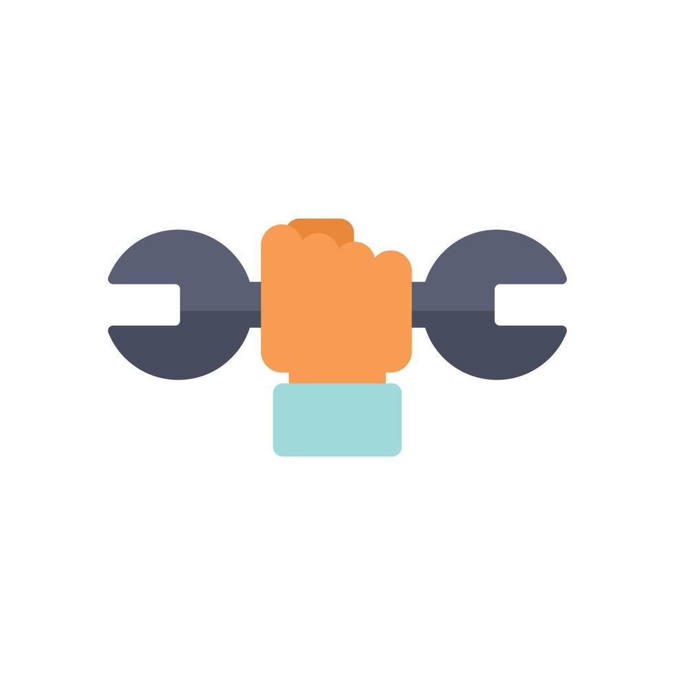 Hand holding wrench tool service repair concept vector
