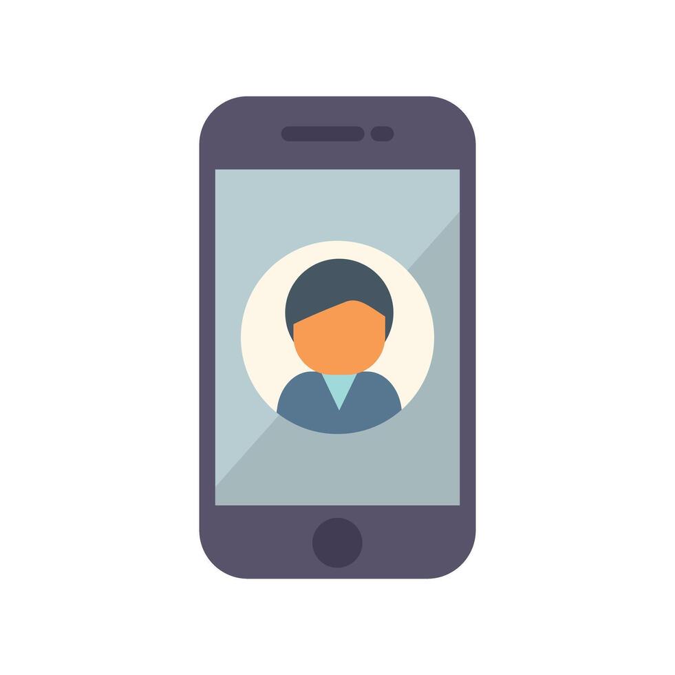 Mobile phone showing social media profile picture icon vector