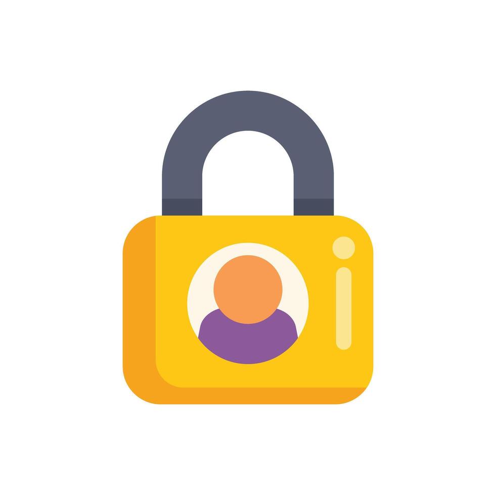 Yellow padlock protecting user profile with information symbol vector
