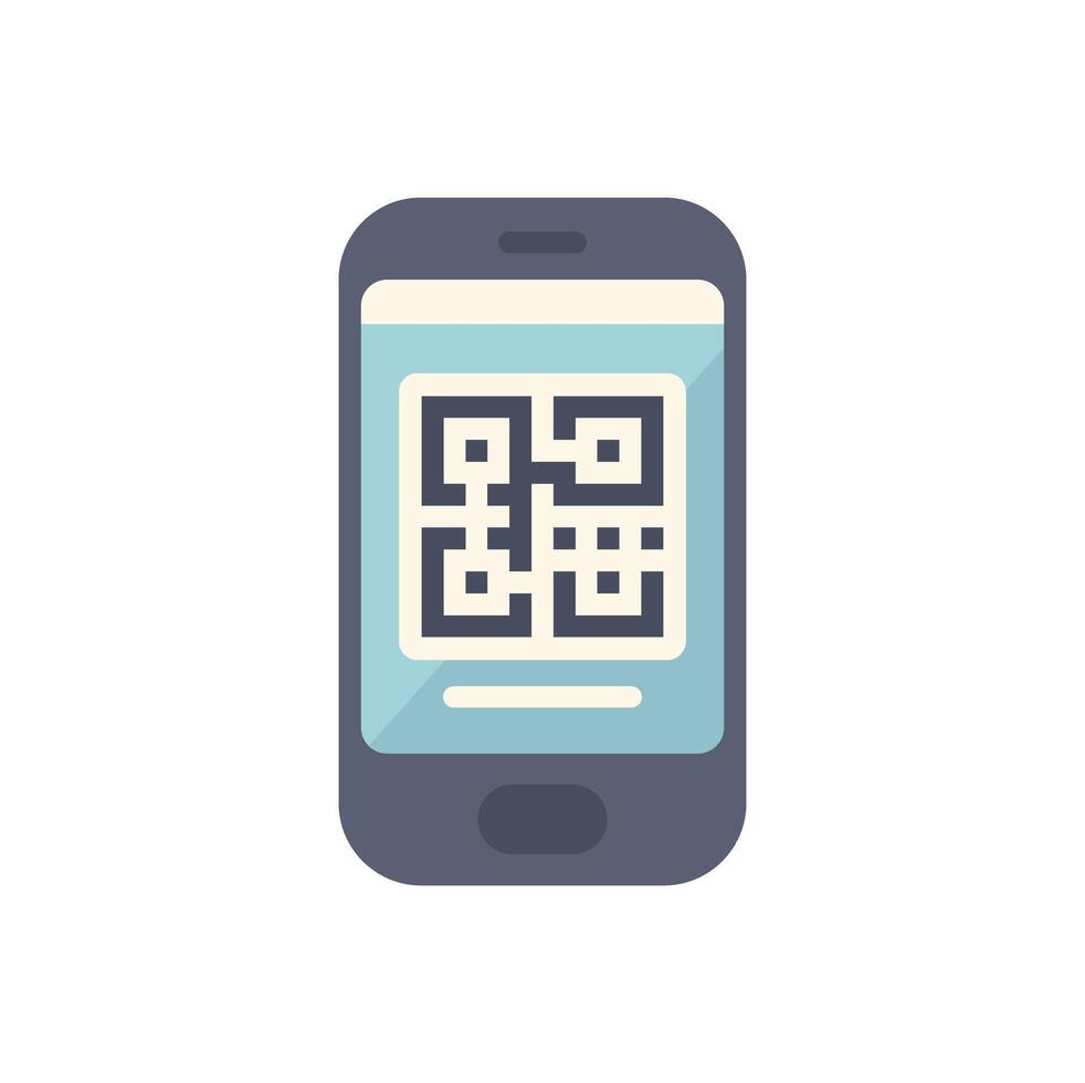 Smartphone showing qr code for scanning and accessing information vector