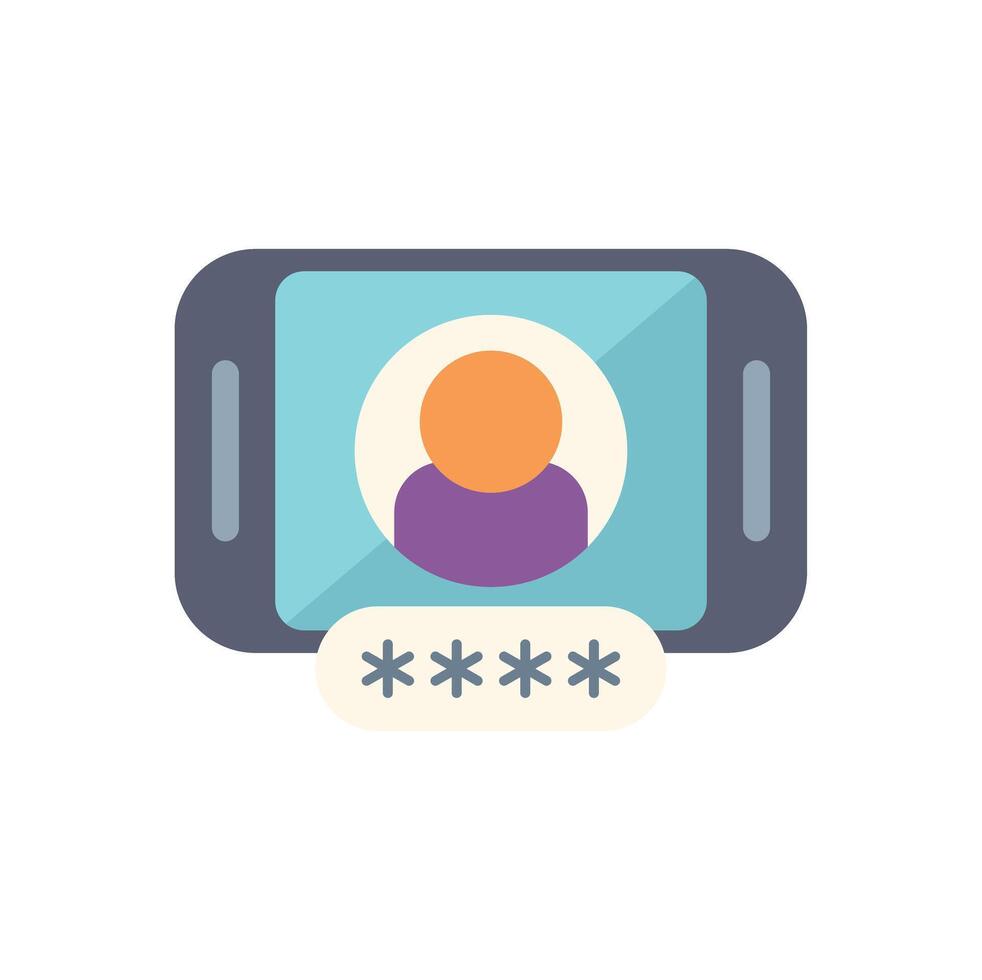 Smartphone showing user profile with password protection vector