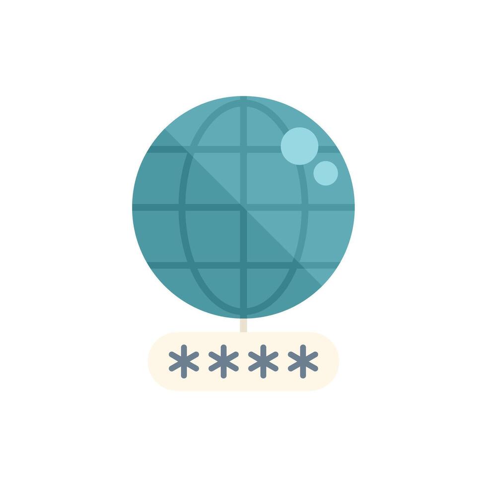Global network security concept showing earth globe protected by password vector