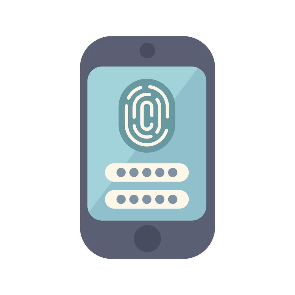 Smartphone displaying fingerprint scanner and password login screen vector