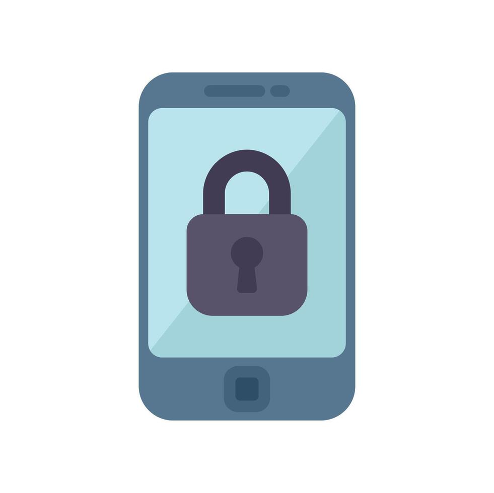 Mobile phone showing closed padlock on screen for security vector