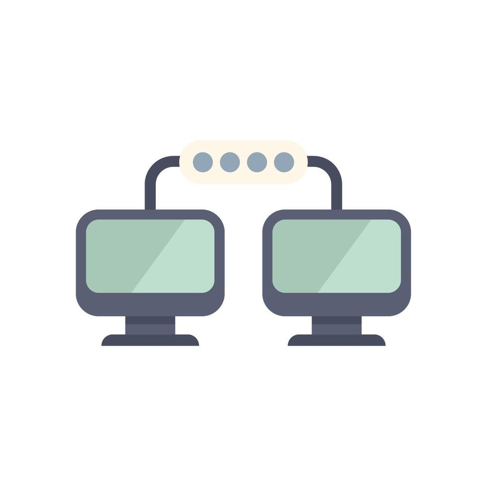 Computers sharing data through cable connection transferring files vector