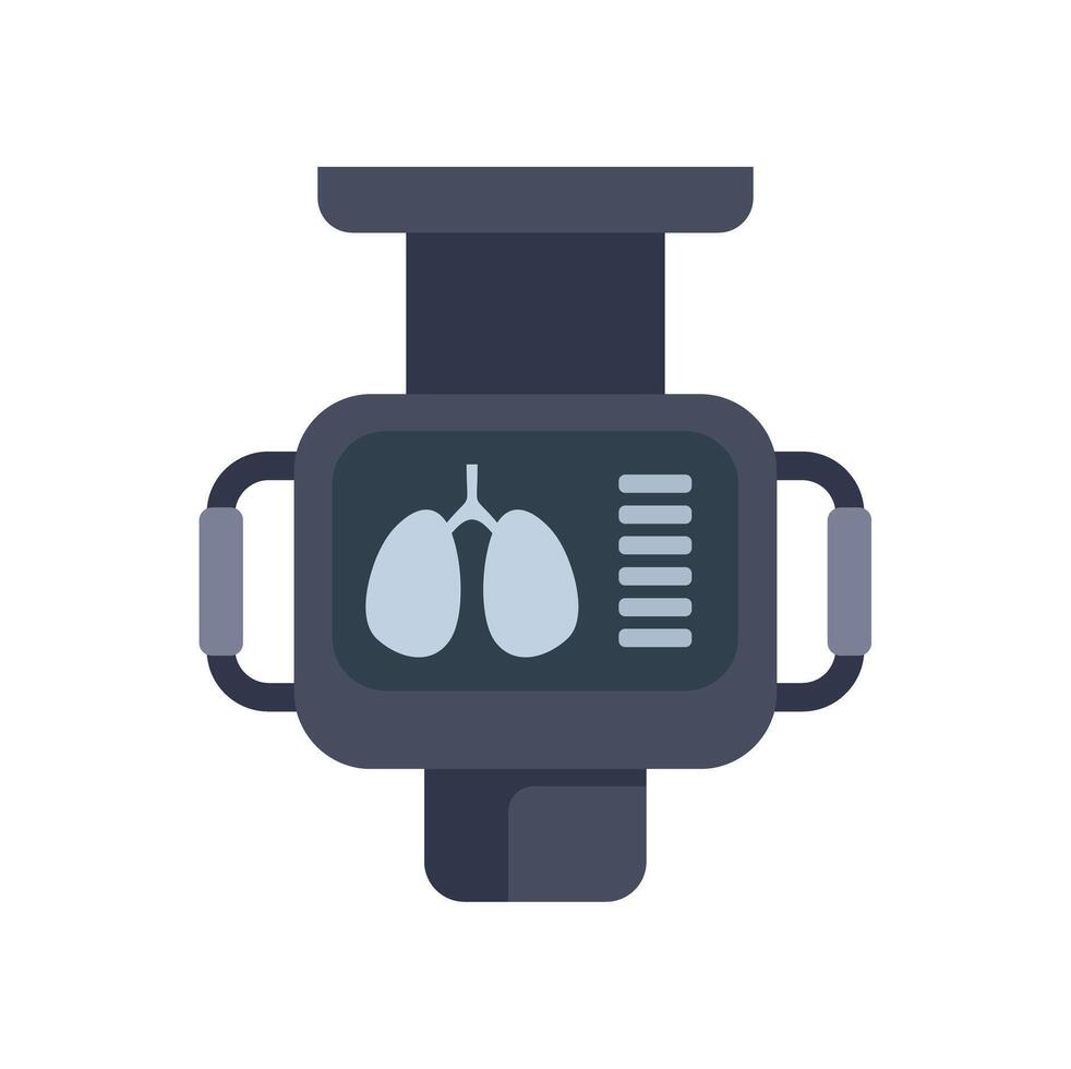 Medical scanner showing human lungs on screen vector